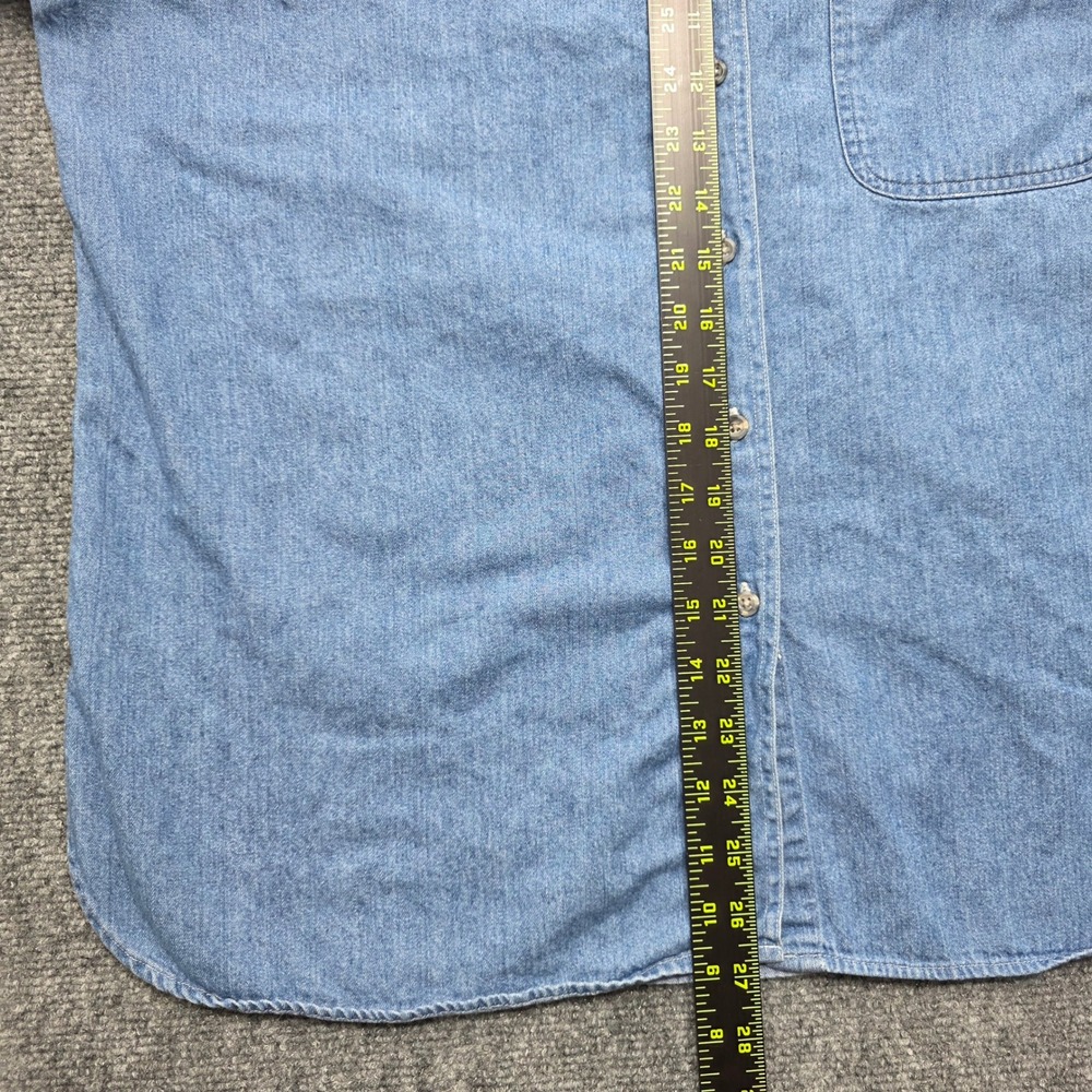 LL Bean Women's Large Denim Button Down Shirt Blue Cotton Long Sleeve P846 - Picture 9 of 11